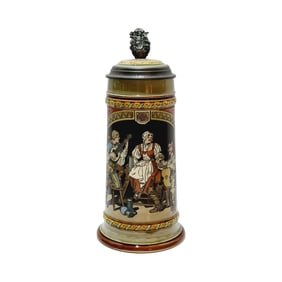 Mettlach #2693, German Beer Stein, Drinker and Hostess