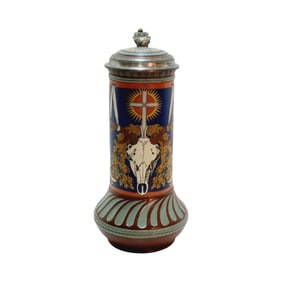 Mettlach #2812, German Beer Stein, “Hunting Symbols