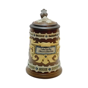 Mettlach #1745, German Beer Stein, "Drinking Verse"