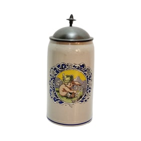 Marzi & Remy, German Beer Stein, Cherub Picking Edelweiss