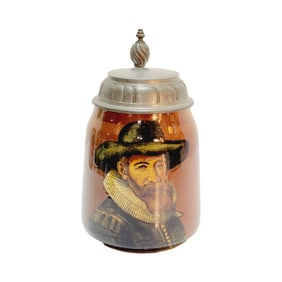 Mettlach #2798/6147, German Beer Stein, Portrait of Bearded Man