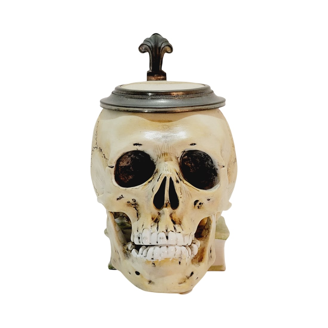 Ernst Bohne & Söhne Stein #9136/3, German Character Beer Stein, Skull on Book (1 of 13)