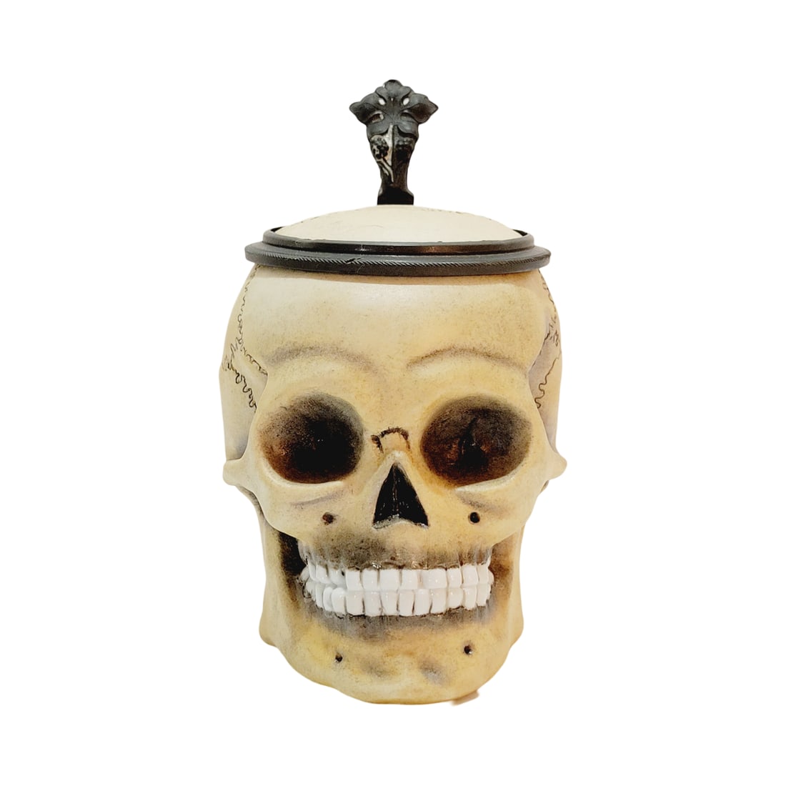 Ernst Bohne & Söhne Stein, German Character Beer Stein, Skull Stein (1 of 9)