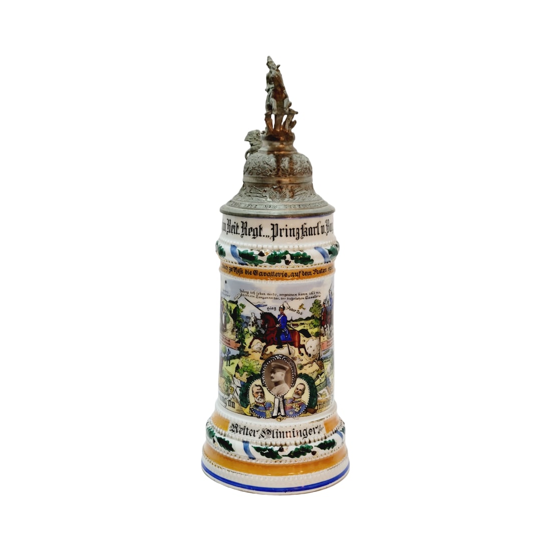 Regimental Stein, German Regimental Stein, Kgl. Bay. 1.srhw.. Reit. Regt. ,, Prinz Karl v. Bay." 3. (1 of 12)