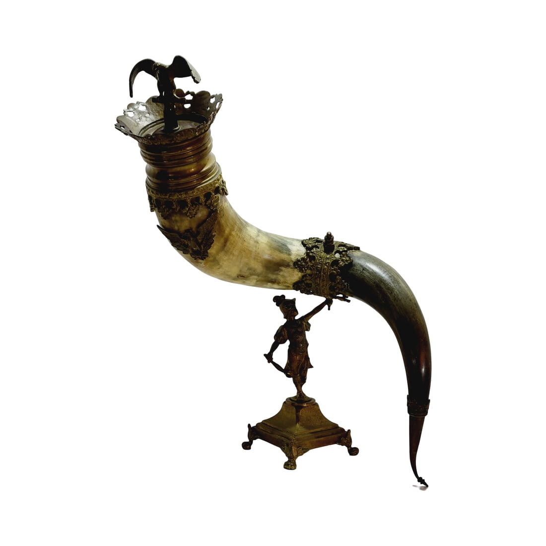 Drinking Horn, German Drinking Horn, German Drinking Horn with Brass Accents (1 of 10)