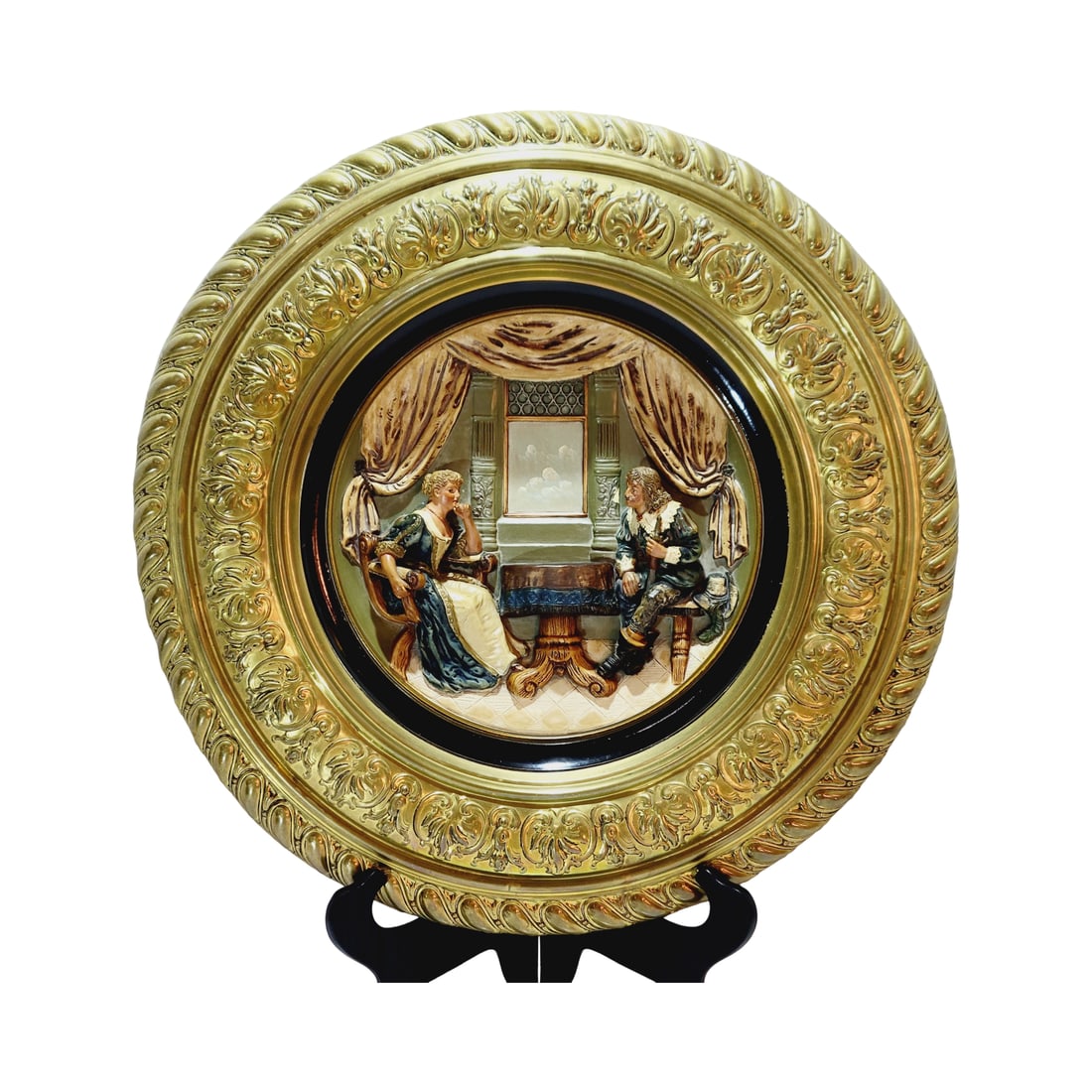 Johann Maresch Plaque, German Terra Cotta Plaque, Dining Scene (1 of 11)