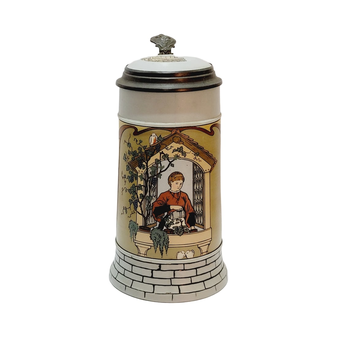 Mettlach #2832, German Beer Stein, Girl and Song Verse (1 of 12)