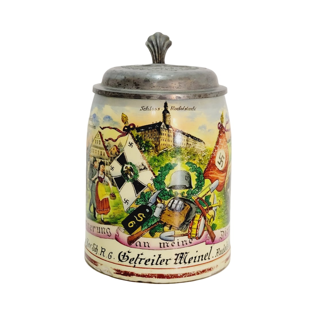 German Stein, German Regimental Stein, 8. Schw. Kar. Sch. R. G. Rudolstadt. 1937-1939 (1 of 13)