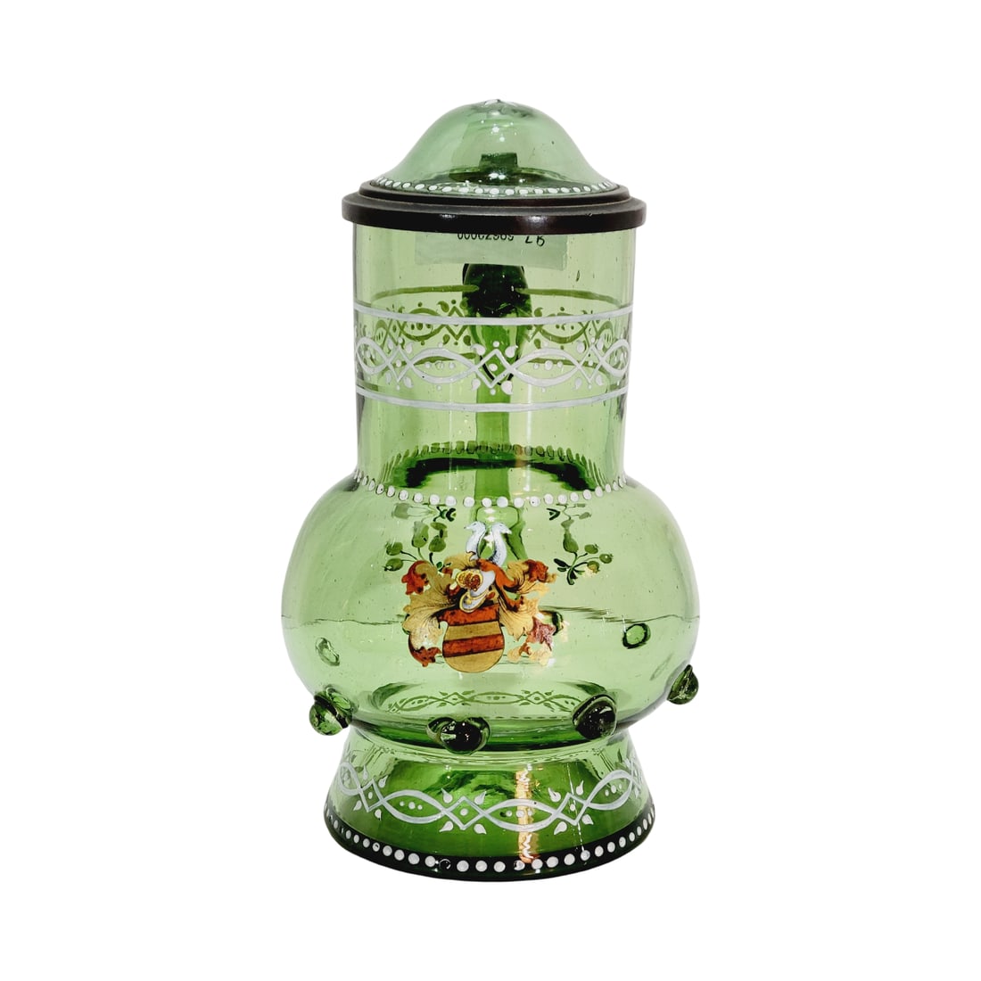 Glass Stein, German Beer Stein, Bulbous Green Armorial Stein (1 of 11)