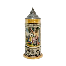 J.L. Knoedgen #9, German Beer Stein, Maiden Serving a Beer