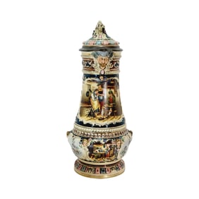German Stein #460, German Beer Stein, Man Playing a Zither