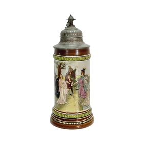 Hauber & Reuther #418, German Beer Stein, Lohengrin?s Arrival
