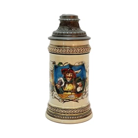 Merkelbach & Wick Stein, German Beer Stein, Tyrolean with a Bag of Money