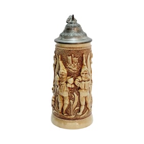 Adolf Diesinger #807, German Beer Stein, Gnomes with Saying