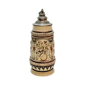 Adolf Diesinger #1325, German Beer Stein, Mandolin Player on Beer Barrel