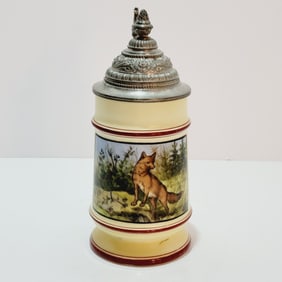 Porcelain Stein, German Beer Stein, Fox Stein