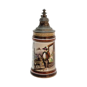 Porcelain Stein, German Beer Stein, Gentlemen in Tavern