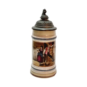 Porcelain Stein, German Beer Stein, German Couple Dancing