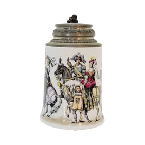 Kaiser Porcelain Stein, German Beer Stein, Early Germans on Horseback