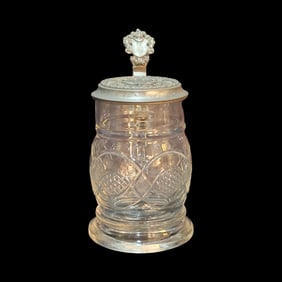 Glass Stein, German Beer Stein, Bulbous Footed Stein