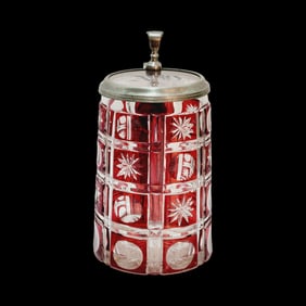 Glass Stein, German Beer Stein, Ruby & Clear Stein