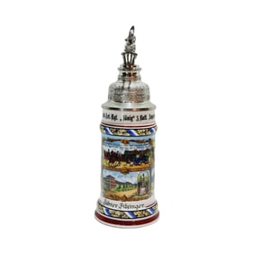 Porcelain Stein, German Regimental Stein, 4.Feld-Art.-Rgt. ,,Konig" 3.Batt. Augsburg 1903 - 1905