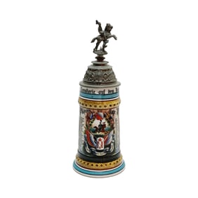 Porcelain Stein, German Regimental Stein, B.d.Esk.2.Grih. Leib Dr. Reg No.24.Finil. Nich u Kulil