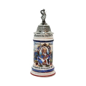 Porcelain Stein, German Regimental Stein, Kgl.Bayr.17 Inft. Regt Orff.Germersheim.1901 - 1903