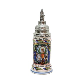 Porcelain Stein, German Regimental Stein, 18.Inf.Rgt.Prinz Ludw. Ferdinand 3.Comp. Landau. 1909 -