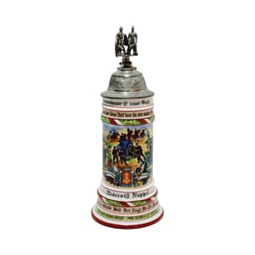 Porcelain Stein, German Regimental Stein, 4.Battr. 1. Grolsh. Hess. Garde Feld Art. Regt. Nr. 25.
