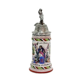 Porcelain Stein, German Regimental Stein, 11. Comp. 1Rurhess. Inft. Regt. No81. Frankfurt.n/M.1902 -