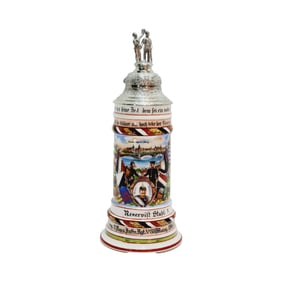 Porcelain Stein, German Regimental Stein, 1. Comp. 2. Nass. Inftr. Rgt. No88 Mainz. 1906 - 1908.