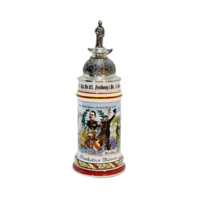 Porcelain Stein, German Regimental Stein, 5.Bad.Inft.-Rgt.Nr.113. Freiburg i. Br. 5. Comp. 1903 -