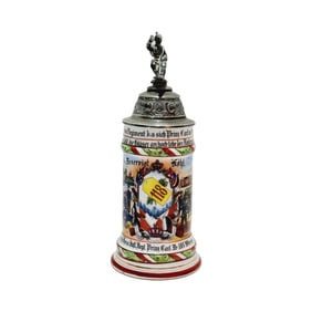 Porcelain Stein, German Regimental Stein, 4. Grolsh.Hess.Inft.Regt.Prinz Carl No 118. Worms. 1902 -
