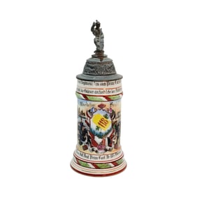 Porcelain Stein, German Regimental Stein, 4. Grolsh.Hess.Inft.Regt. Prinz Carl No118. Worms. 1902 -