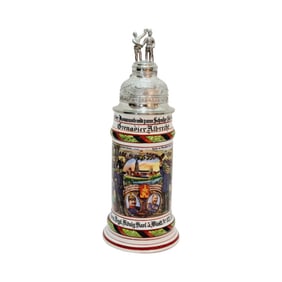 Porcelain Stein, German Regimental Stein, 3 Comp. Gren.Regt.Konig Karl 5. Wurtt.No123. Ulm. 1912 -
