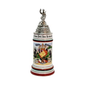 Porcelain Stein, German Regimental Stein, b.d.8. Comp.10 Wurth. Inf.Regt. No180 Gmund. 1899 - 1901.
