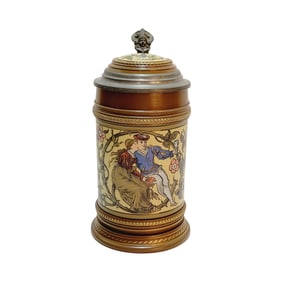 Mettlach #1968, German Beer Stein, Lovers in Vines