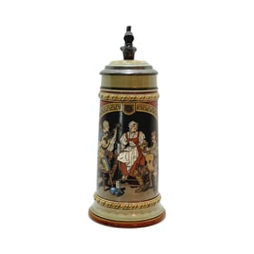 Mettlach #2698, German Beer Stein, Drinker and Hostess