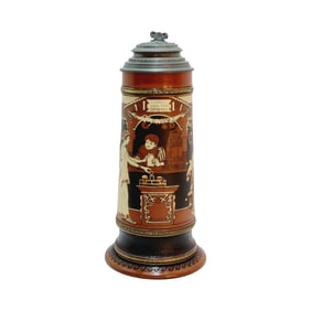 Mettlach #2193, German Beer Stein, Roman Market Scene