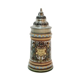 Mettlach #1986, German Beer Stein, Serving Women