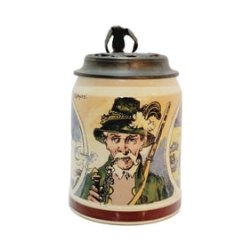 Mettlach #1526/1075, German Beer Stein, Tyrolean Marksman