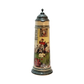 Mettlach #2419/1041, German Beer Stein, Town Council Meeting