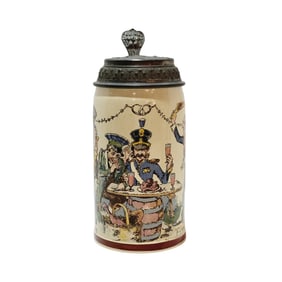 Mettlach #1909/1110, German Beer Stein, Drinking Companions of the Past