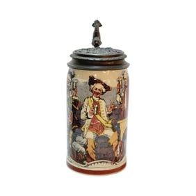 Mettlach #1909/1143, German Beer Stein, Drinking Companions