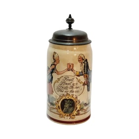 Mettlach #1909/1021, German Beer Stein, Drinking Scene in the Rococo Age