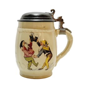 Mettlach #2333/1033, German Beer Stein, Gnomes Drinking and Playing