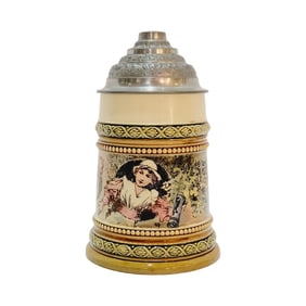 Mettlach #2181/957, German Beer Stein, Bar Maid