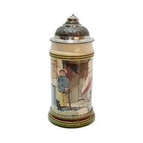 Mettlach #2140/941, German Beer Stein, Tavern with Beer Barometer