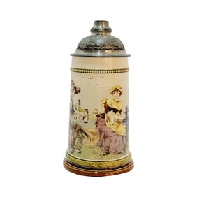 Mettlach #2271/994, German Beer Stein, Friedrich?s Military Drinking and Joking